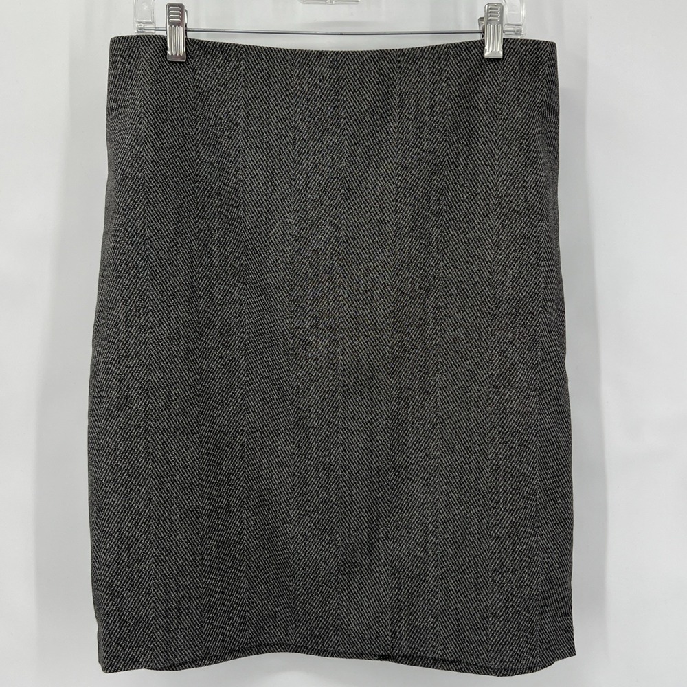 Herringbone Pencil Skirt Stretch Size 10 Academia Quiet Luxury Professional
